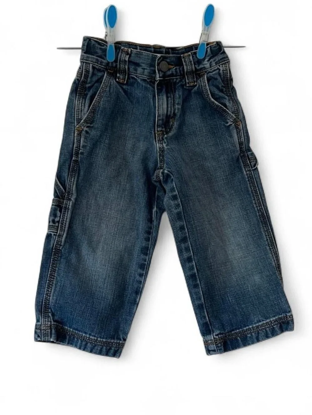 Toddler Boy 2T Vintage Old Navy Carpenter Denim Straight Leg Jeans Hammer Loops